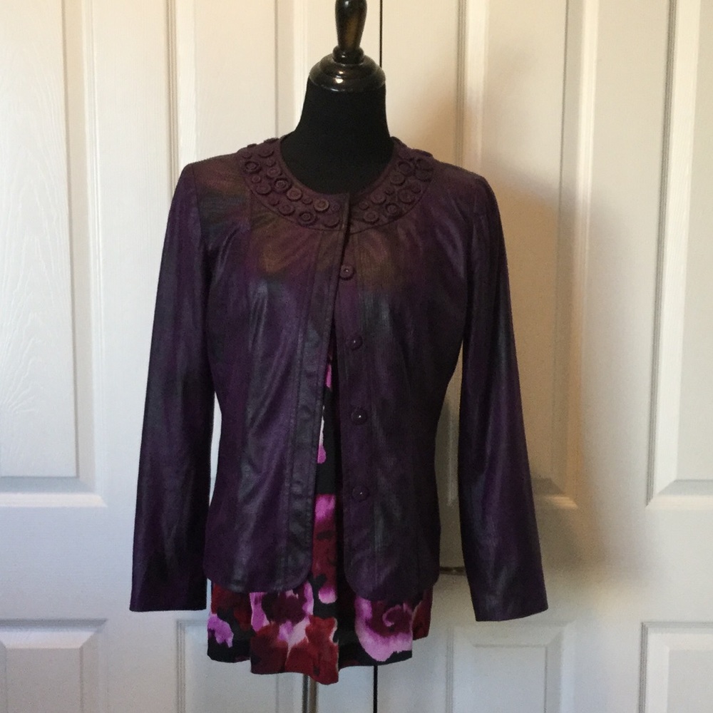 Chico’s jacket with silk blouse